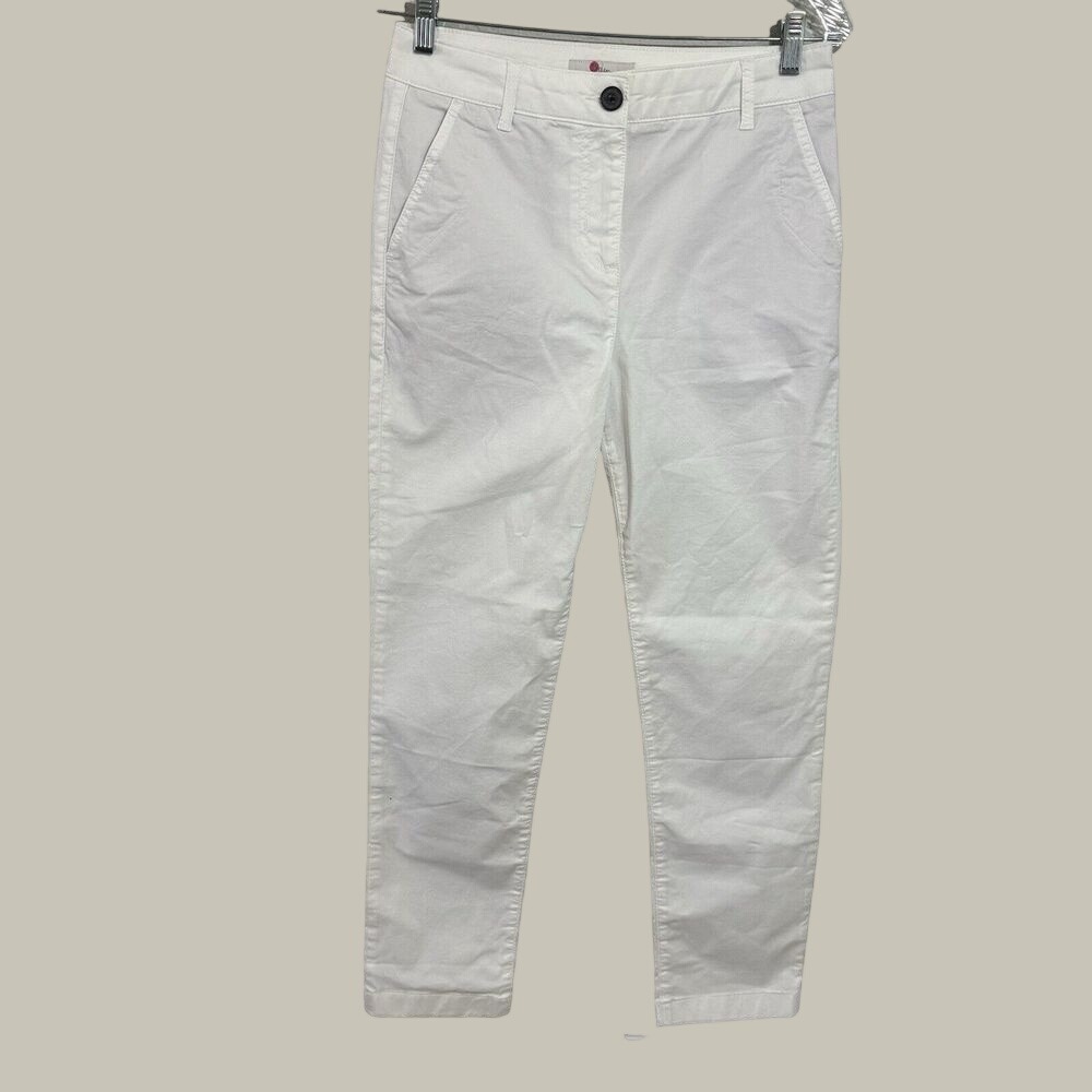 Boden Richmond White Cotton Stretch Ankle Pants Slim Tapered Chinos US 4R UK 8R